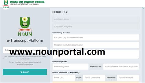 NOUN Transcript Application and Documents Verification .